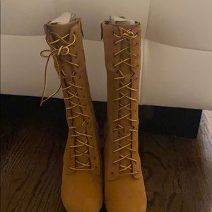 high heel timberland style boots